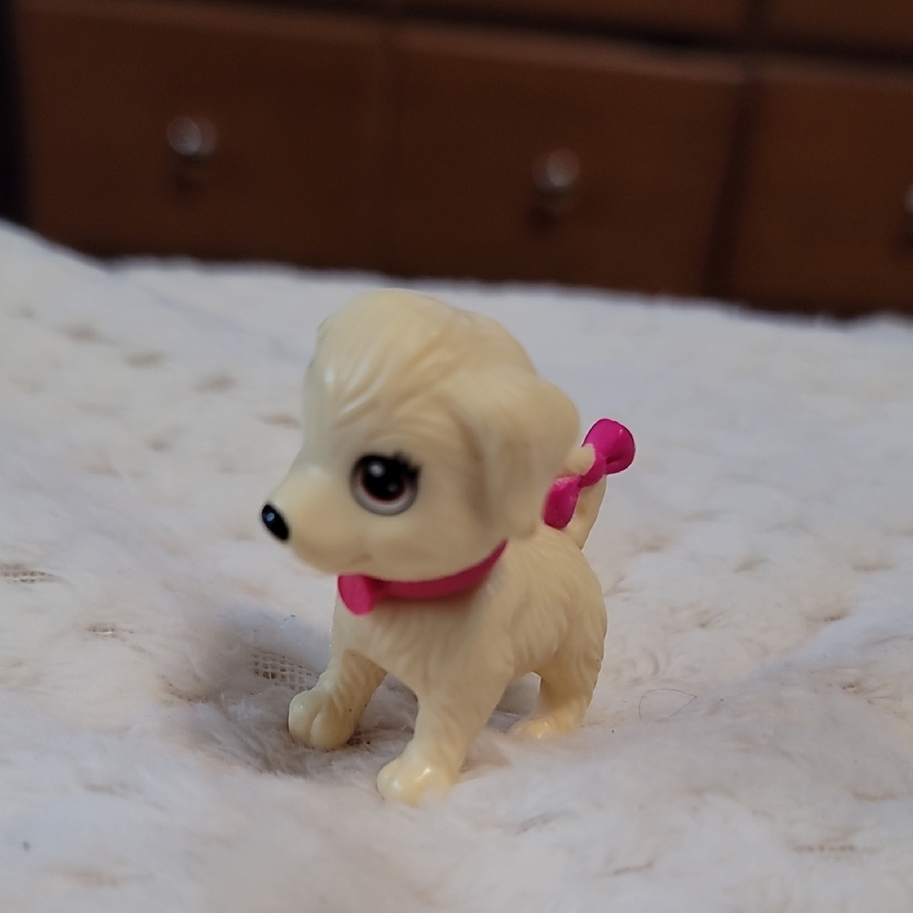 Barbie Cream Puppy with Pink Bow